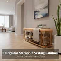 Light Luxury Aesthetic Upholstered Entryway Stool Padded Seat Upholstered Shoe Rack Bench Multi-Functional Storage Furniture Strong Load-Bearing for Homeowners, Apartment Dwellers, Fitting Room, Hallway, Bedroom, Reception Area