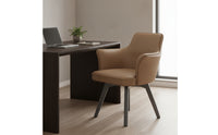 Eco Leather Upholstered Chair with Swivel Base Padded Swivel Chair with Armrests Comfy Armchair Ergonomic for Vanity