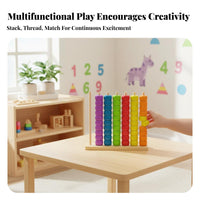 Sturdy Wood Child-Centered Stringing Beads Set Develops Fine Movement Skills Lacing and Stacking Blocks Hand-Eye Coordination