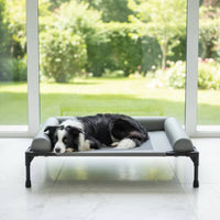 Breathable Raised Pet Bed with Raised Border Cooling Elevated Dog Bed Portable Elevated Pet Cot with Cushion Stable for Indoor