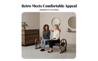 Vintage design 3-Seater Salon Bench Faux Leather Upholstery Waiting Room Seating Sturdy Frame Reception Sofa long-lasting Construction for Barbershop Owners, Clients, Customers, Lobby, Entryway, Office
