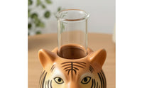 Striped Finish Tiger Vase Clear Neck Tiger Head Vase Compact Hydroponic Plant Holder Tabletop