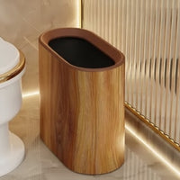 Slim Trash Can Oval Slim Trash Bin Bathroom Wastebasket Modern for Kitchen, Living Room