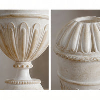 Goblet Vase Aged Stone Look Pedestal Vase Vintage Style Vessel for Wedding, Mantel