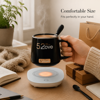 55°C Smart Mug Warmer with Ceramic Milk Mug, Automatic Constant Temperature Heating Coaster