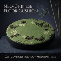 Polyester Tatami Meditation Cushion, Round Floor Pillow for Living Room, Meditation Cushion Sponge Filled, Bamboo Floral Pattern Floor Pillow