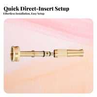 Heavy Duty Brass Hose Nozzle Rust Resistant Garden Hose Sprayer Nozzle Fits Standard 3/4" Hoses for Car Washing, Driveway
