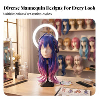 Female Head Model Display stand Mannequin Head Stand Hat Display Mannequin for Hair Stylists, Cosplayers, Salon, Retail Store