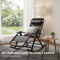 Foldable Design Folding Rocking Chair Adjustable Backrest Folding Rocking Lounger Ergonomic Support Recliner Breathable Seat for Seniors, Campers, Tailgaters, Balcony, Rest Time, Living Room, Garden