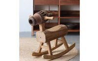 Horse Rocking Stool Angled Legs Wooden Rocking Horse Stool Rustic Texture Wooden Ride Plaything for Children