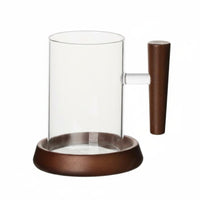 Wooden Handle Glass Mug Heat Resistant Clear Glass Tea Cup Minimalist Design Drinkware for Home