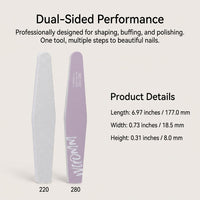 Double Sided Nail File Buffer Set, Diamond Shaped Foam Sponge Polishing Block, Washable Salon Quality Filing Tools for Manicure