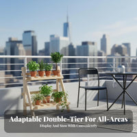 Foldable 2-Tier Folding floral Rack InstallationinstallationInstallation not required Plant Stand Ladder & aesthetic Display Shelf Easy Assembly for Gardeners, homeowners, Balcony, Indoor, Garden, Living Room