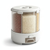 Messspill-Proof Food Storage Container with Compartments Segmented Dry Food Dispenser Transparent Grain Dispenser Clear for Kitchen, Pantry