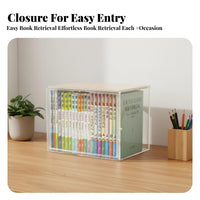Space-Saving Adjustable Desktop Shelf Easy Assembly Stackable Book Case with Door Multi-Purpose Bookcase Large Capacity for Home Organizers, Office Workers, Homeowners, Study Room, Bedroom, Kitchen