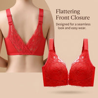 Front Closure Bra with Lace Design for Plus Size Women, Full Coverage Hook Everyday for Summer Wear, Breathable Graduated Padding