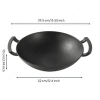 Cast Iron Wok Thickened Body Round-Bottom Wok Heat Retention Kitchen Tool