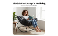 Wicker Weave Accent Cushioned Rocking Chair Cradle-Like Comfort Cushioned Egg Rocker Thick Cushion Household Furniture Stable Design for Homeowners, Book Lovers, Balcony, Living Room, Bedroom, Reading Nook