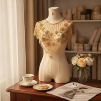 Collar Applique Floral False Collar Neckline Trim Mesh Accessory Elegant for Crafters, Dressmaking, Sewing Projects