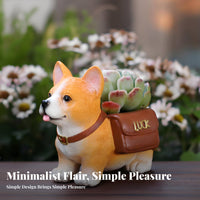Resin Standing Corgi Planter Painted Corgi Planter Collar Detail Garden Decor Raised Lettering for Home