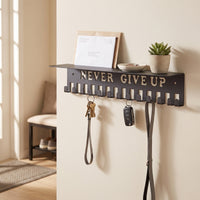 Medal Hanger with Shelf Wall-Mounted Medal Display with Shelf Matte Black Metal for Athletes, Home Gym, Bedroom
