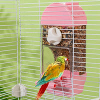 800ml Automatic-fill Avian Feeder, Hanging Small Avian Feeder for Cockatiels and Finches, Spill Resistant Feeder with Perch and Clip-on Mount