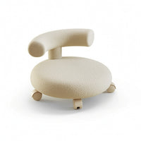 Boucle Stool with Wheels Upholstered Rolling Stool Mobile Ottoman for Kids, Bedroom