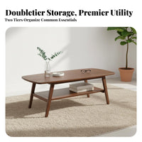 Minimalist Design 2-Tier Rectangular Coffee Table Spacious Tabletop Two-Tier Rectangular Table Sturdy and Long-Lasting Home Furniture Rounded Corners for Homeowners, Apartment Dwellers, Design Enthusiasts, Living Room, Balcony, Lounge Area