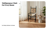 Woven rearrest Cane rear Dining Chair sturdy Wood Frame Cane rear Armchair Vintage aesthetic Indoor Furniture Easy Assembly for Design aficionados, Interior Designers, Kitchen, Living Room, Study, Bedroom