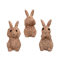 3 Pieces See Hear Speak No Evil Bunnies Gentle and Soothing Resin Basketweave Bunny Set Home Decor Animal Figurine for Children, Nursery, Desktop
