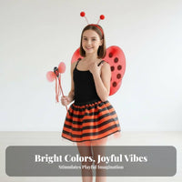 4 Pieces Bee Costume Set Cute Fairy Tale Theme Ladybug Costume Set Glittery Appendages Fairy Outfit for Kids, Girls, Performances, Stage Shows
