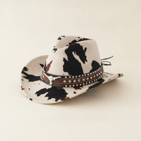 Wide Brim Cowboy Hat with Metal Studs Studded Cowboy Hat with Studs Headwear Timeless for Rodeo, Costume Party