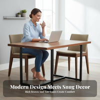 utilitarian aesthetic Rustic Metal Frame Table with Chairs adaptable Use Conference Table and Chair Bundle long-lasting Construction Dining Set Retro Design for Business Owners, Facility Managers, Meeting Space, Boardroom, Collaboration Area, Restaurant