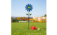 Steel Floral Windmill Colorful Metal Windmill Flower Weather-Resistant Yard Ornament for Villa, Patio