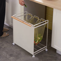 3-Compartment Trash Sorter Portable Rolling Garbage Bag Stand Easy to Use