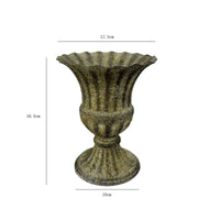 Metal Vase Distressed Pedestal Vase Urn Weathered Textured for Living Room, Dining Table