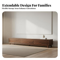 Extendable Walnut TV Console Nordic Design Walnut Entertainment Cabinet Adjustable Length Extendable TV Cabinet for Home Theater Enthusiasts