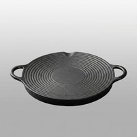 Frying Pan for Induction Hob and Gas Hob, Pre-Seasoned Cast Iron Skillet with Loop Handles, Round Grill Pan and Griddle