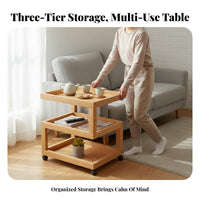 Mobile with casters 3-Tier Foldable Shelf Multi-Purpose Rolling Trolley Space Saving Utility Cart Large Capacity for Apartment Dwellers, Office Workers, Living Room, Bedroom, Kitchen, Bathroom