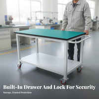 Locking Wheels Anti-Static Mobile Workbench Long-Lasting Steel Frame Mobile Work Bench Wear-Resistant Rolling Tool Cart Easy Assembly for Mechanics, Technicians, Laboratory Workers, Laboratoryoratory Oratory, Repair Shop, Warehouse, Job Sites