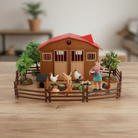 Farm Diorama Set Scene Setup Farm Animal Model Set Display Decoration Barn Animal Playset for Kids, Beginners, Playroom, Classroom