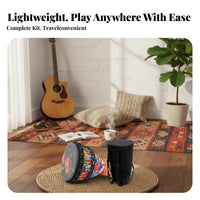 Lightweight African Djembe Easy to Learn Rope-Tuned Djembe Portable Percussion Instrument Rich Resonant Sound for Beginners, Adults, Musicians