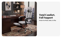 360-Degree Swivel Ergonomic Reclining Chair with Footrest High-Back Design Ergonomic Recliner with Footrest Support Office Furniture Adjustable Headrest for Students, Gamers, Telecommuting Workers, Dormitory, Gaming, Study Room, Bedroom