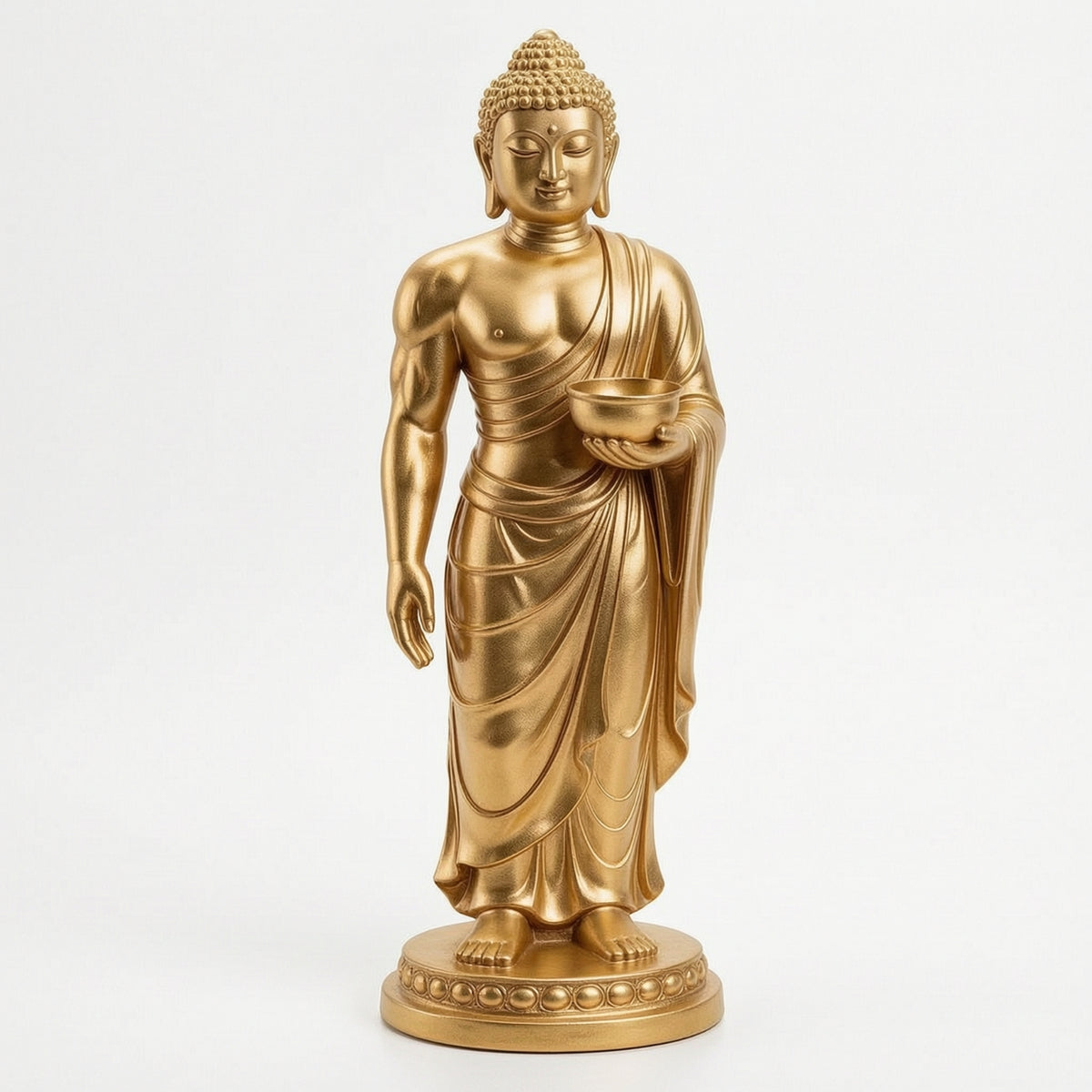 Standing Buddha Statue with Bowl Zen Buddha Statue Meditation Sculpture Small for Office