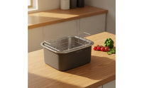 2 Pieces Kitchen Basin with Drain Basket Rectangular Stainless Steel Drain Basket Versatile for Camping