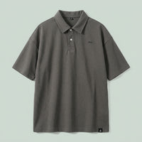 Men's Casual Golf Shirt with Loose Fit for Summer, Polyester Knit Top with Asymmetric Patchwork Design, Solid Color Stylish T-Shirt