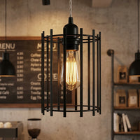 Light Shade for Home Decor and Pendant Light, Matte Black Iron Basket for Living Room, Oval Cage Design Kitchen Lighting, 1 Pack Ceiling Pendant