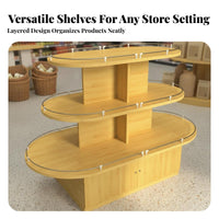 Versatile Supermarket Island Display Heavy-Duty Supermarket Display Table Large Capacity Freestanding Merchandise Rack Stable for Retailers, Vendors, Shop Owners, Boutique, Book Shop