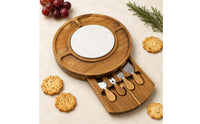 Wood Marble Cheese Tray Recessed Serving Sections Storage Cheese Board