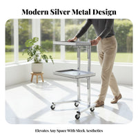 2-Tier Foldable Rolling Wagon Multi-Functional Foldable Wheeled Shelf Sturdy Construction Storage Trolley for Barbers, Hairstylists, Spa, Home